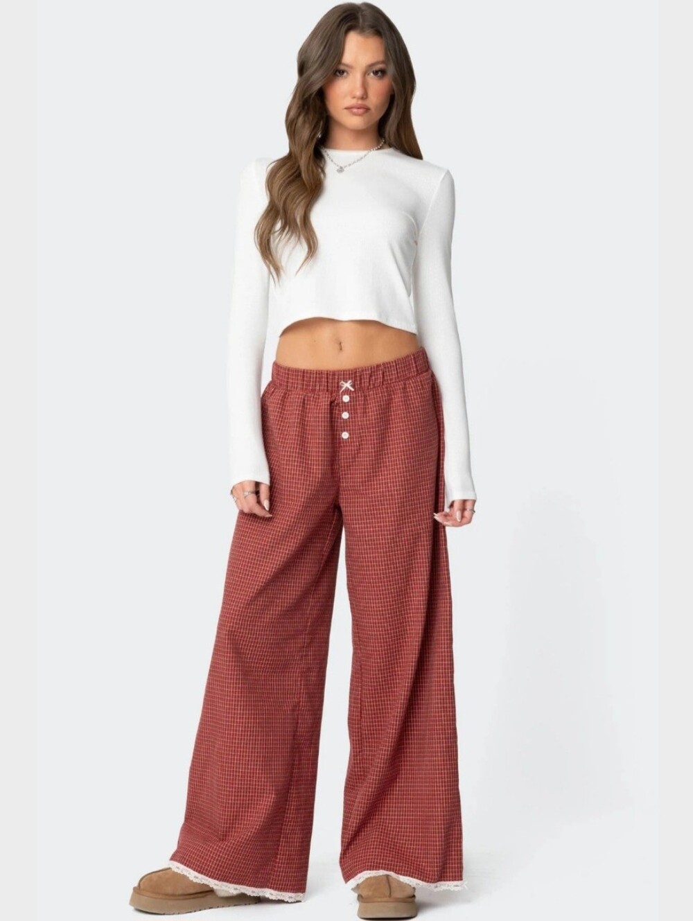 EDIKTED Dakota Plaid Pants SZ XS NWT